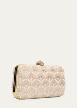 Valentino GaravaniCarry Secrets Rhinestone & Pearly Stud Satin Clutch Bag