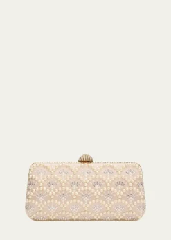Valentino GaravaniCarry Secrets Rhinestone & Pearly Stud Satin Clutch Bag
