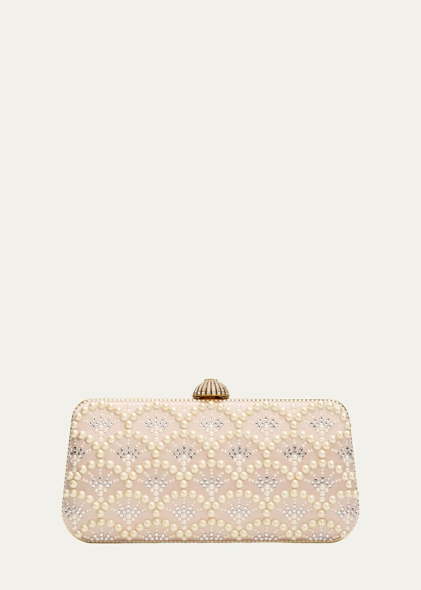 Valentino GaravaniCarry Secrets Rhinestone & Pearly Stud Satin Clutch Bag