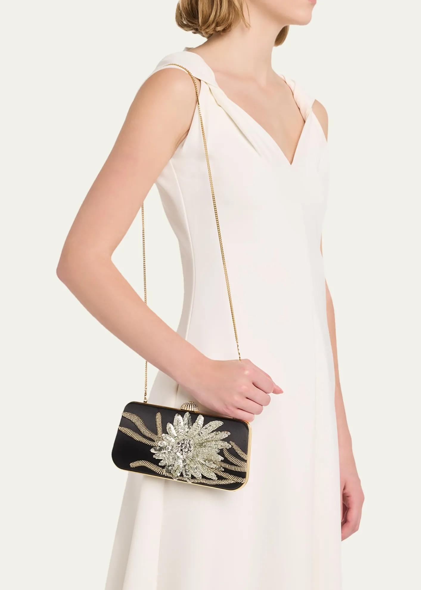Valentino GaravaniCarry Secrets Sequin Floral Satin Clutch Bag