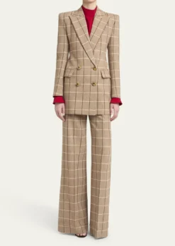 Valentino GaravaniCheck Wool Wide-Leg Pants