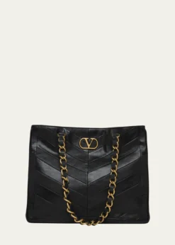 Valentino GaravaniChevron Patchwork Nappa Leather Tote Bag