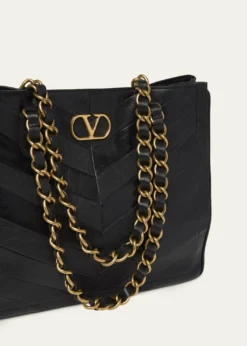 Valentino GaravaniChevron Patchwork Nappa Leather Tote Bag