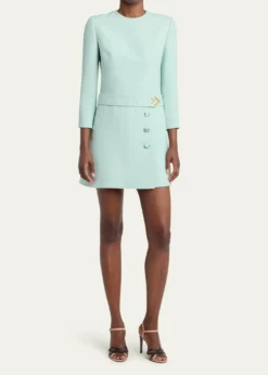 Valentino GaravaniCrepe Couture Belted VLogo Mini Dress