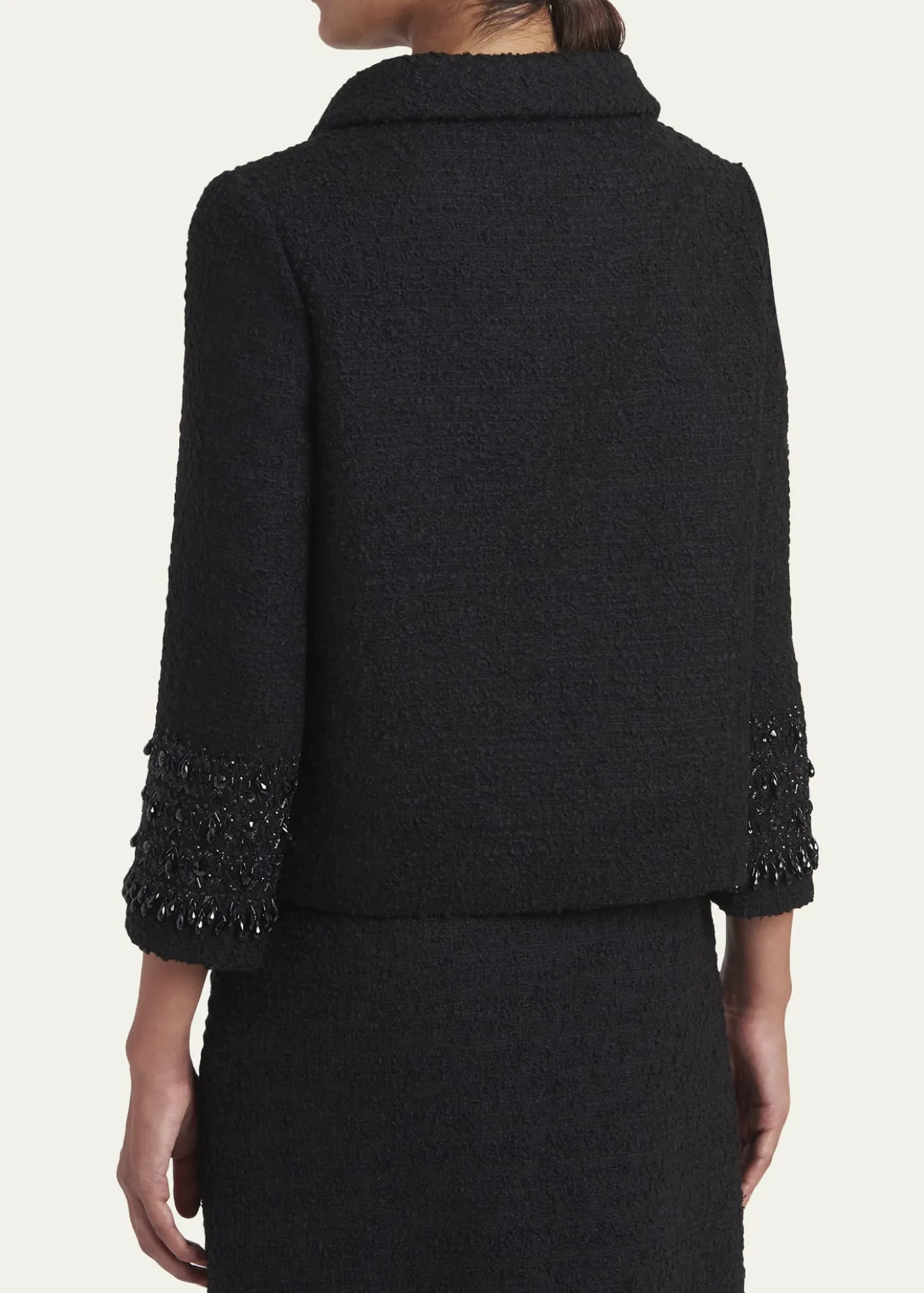 Valentino GaravaniCrystal Embroidered Tweed Single-Breasted Top Coat