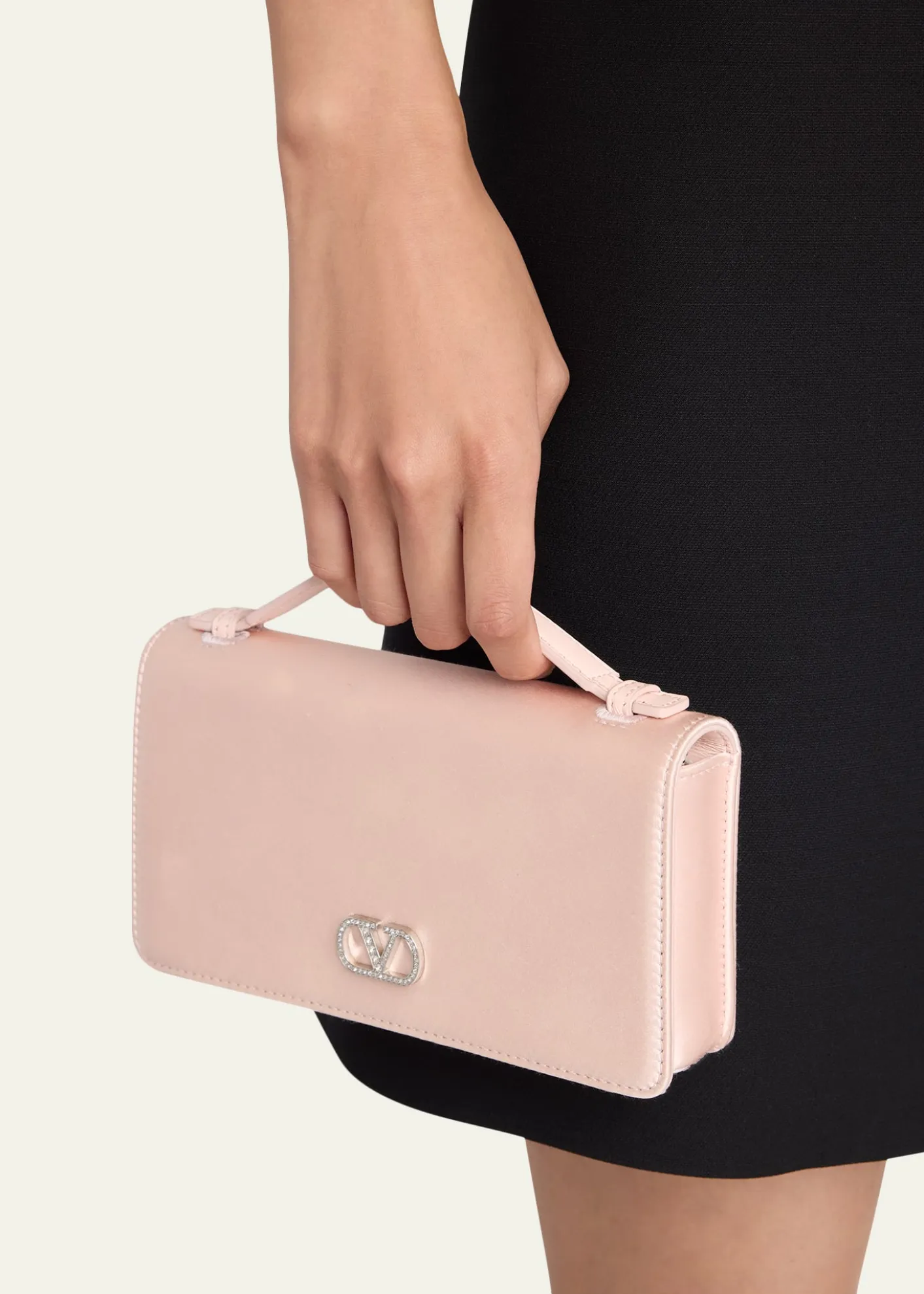 Valentino GaravaniCrystal VLogo Satin Top-Handle Bag