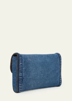 Valentino GaravaniDeVain Small Denim VLogo Shoulder Bag