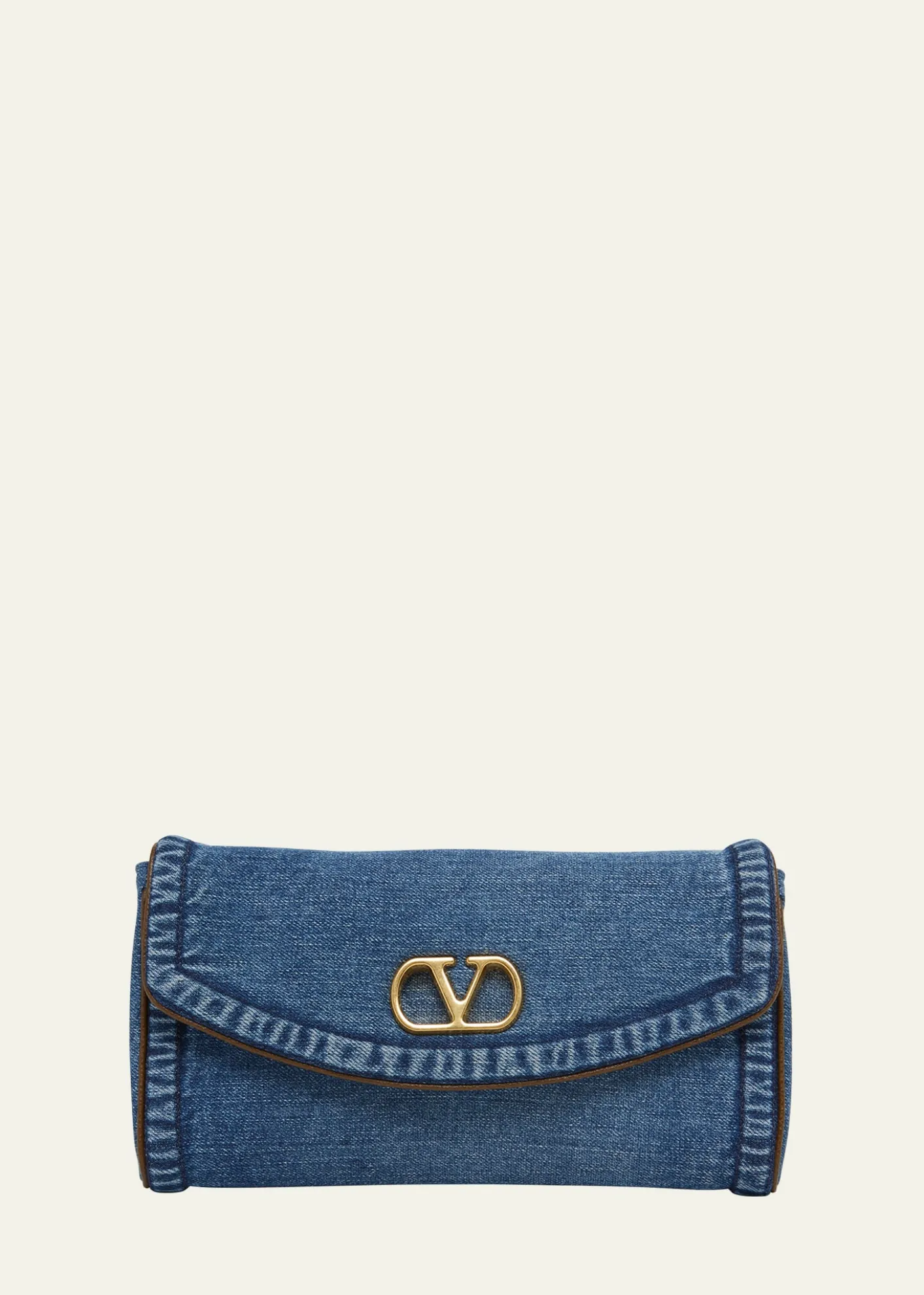 Valentino GaravaniDeVain Small Denim VLogo Shoulder Bag