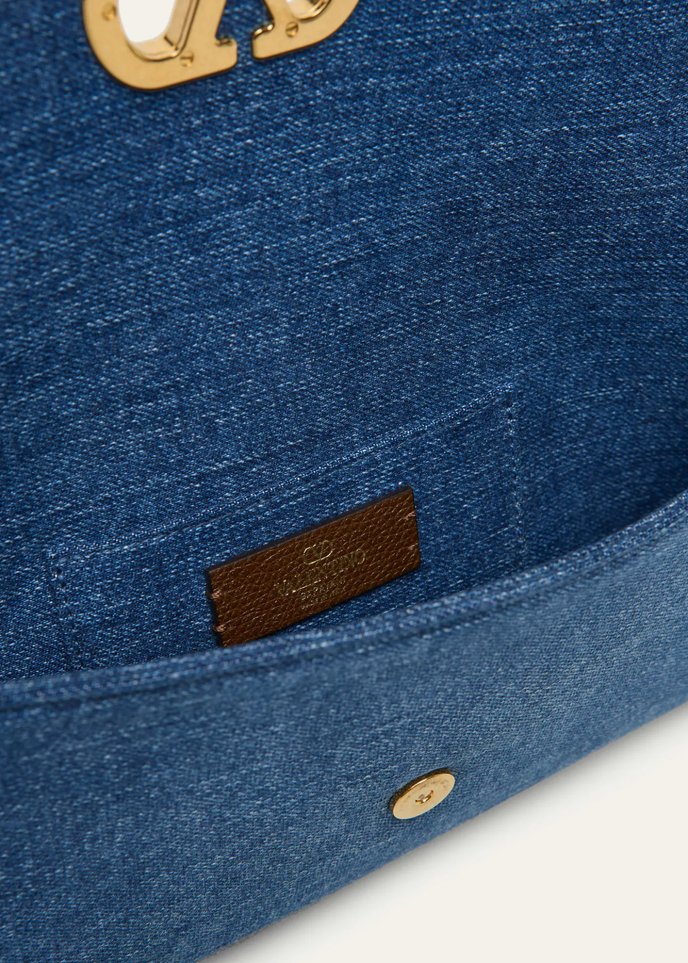 Valentino GaravaniDeVain Small Denim VLogo Shoulder Bag