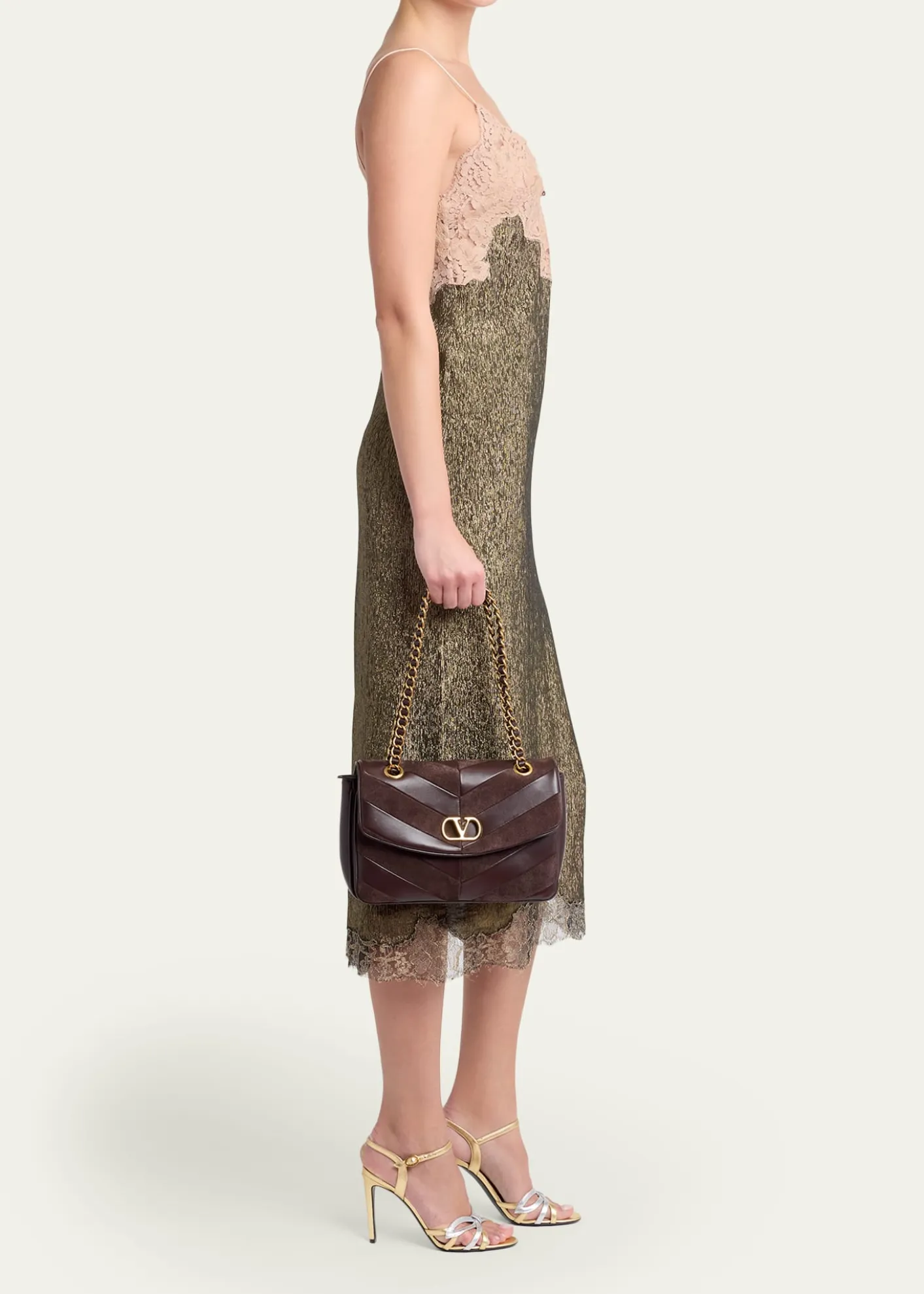 Valentino GaravaniDjuna Medium Patchwork Chevron Shoulder Bag