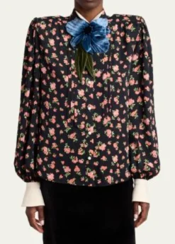 Valentino GaravaniEmbellished Floral-Print Shirt