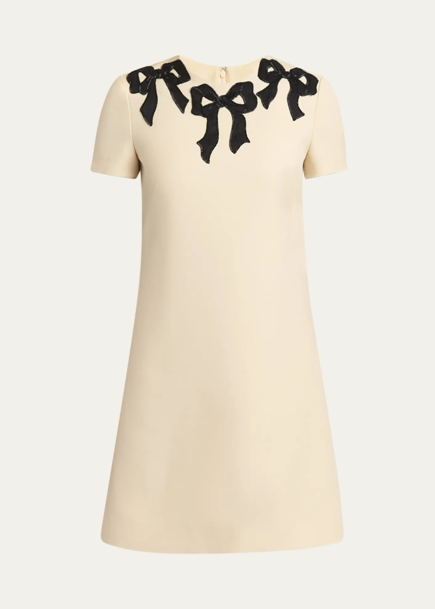 Valentino GaravaniEmbroidered Bow Satin Crepe Mini Dress