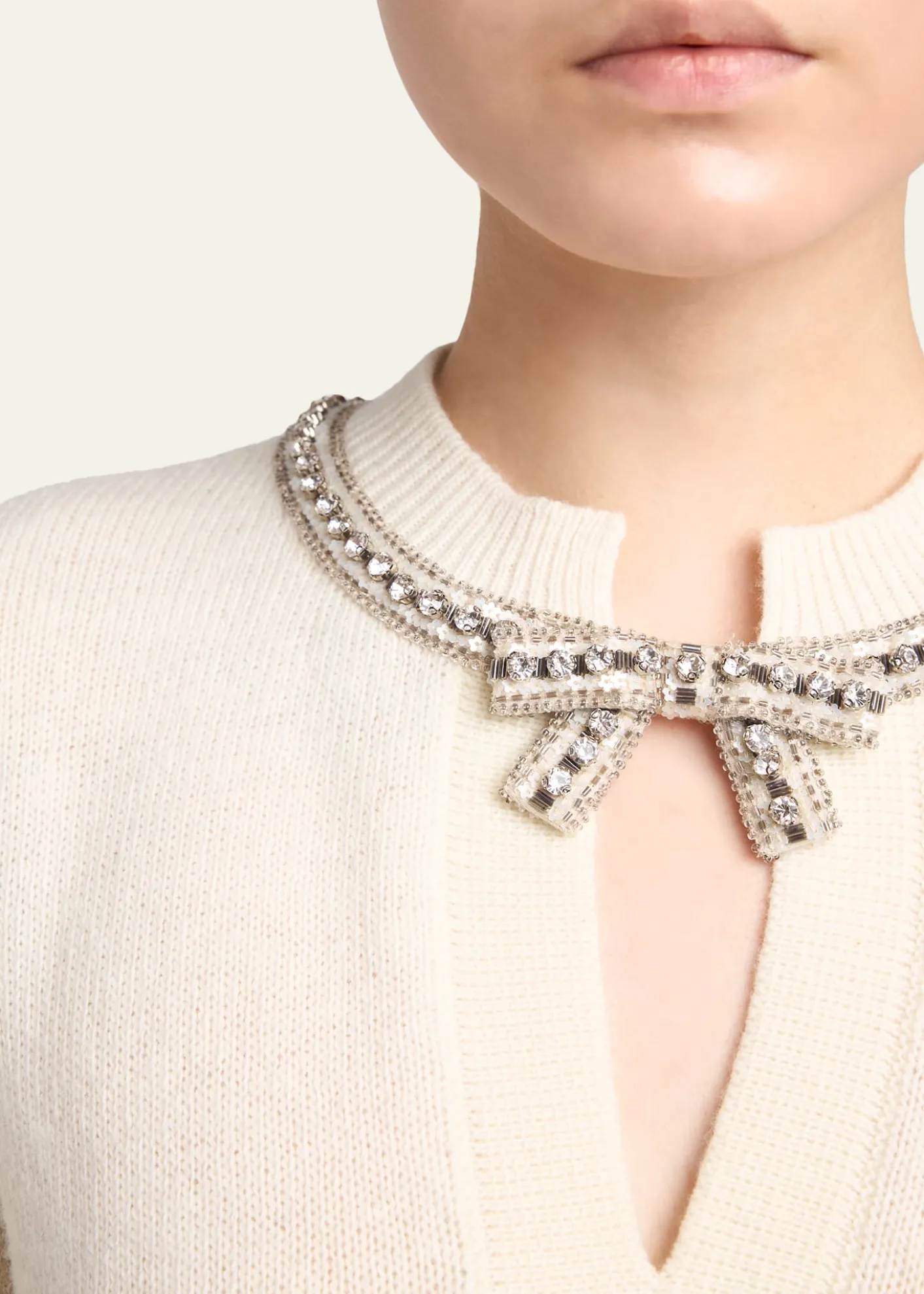 Valentino GaravaniEmbroidered Bow Crewneck Sweater
