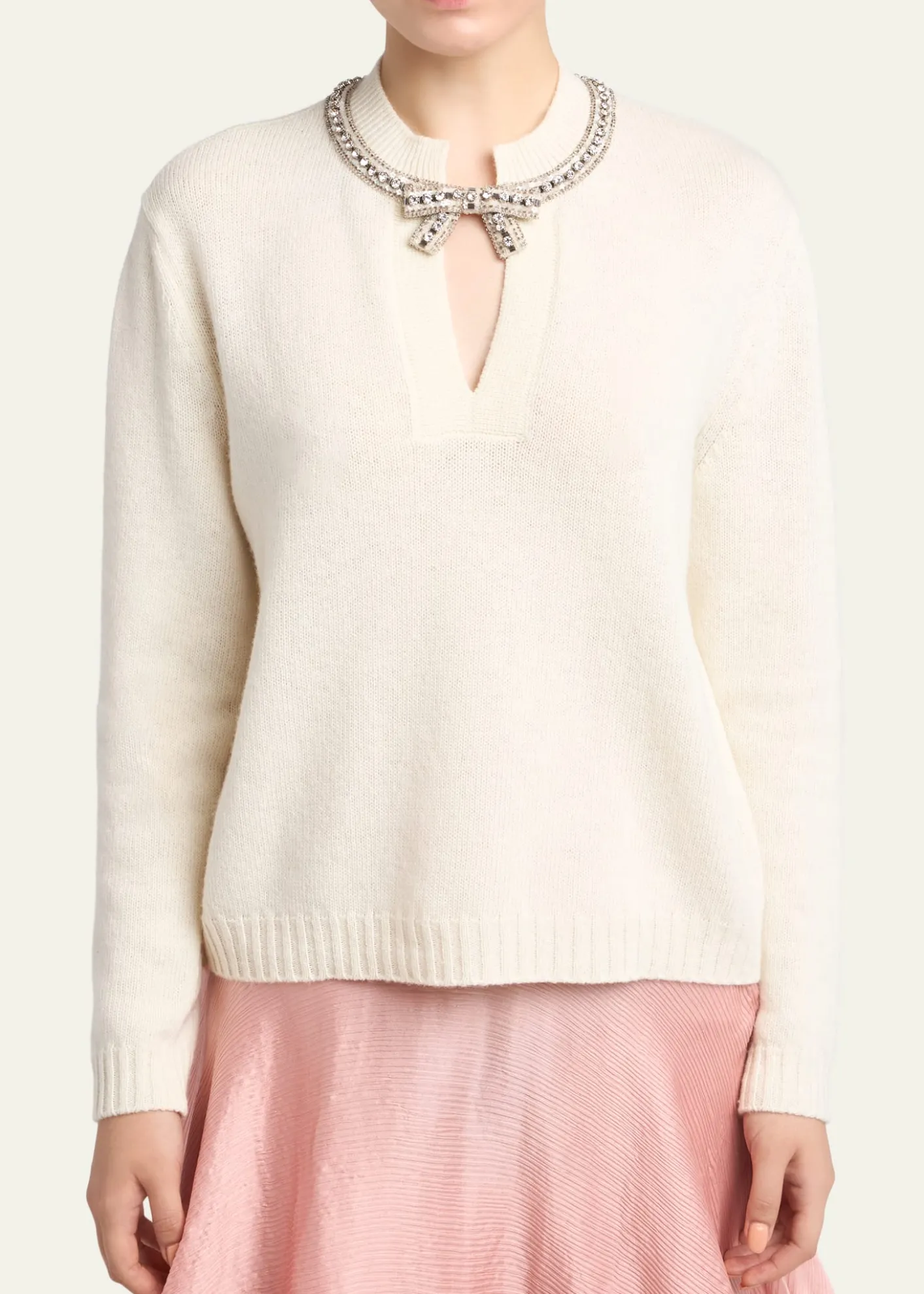 Valentino GaravaniEmbroidered Bow Crewneck Sweater