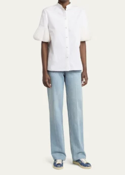 Valentino GaravaniFloral Embroidered Denim Low-Top Sneakers