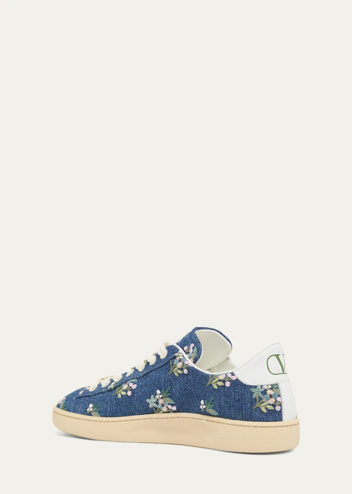 Valentino GaravaniFloral Embroidered Denim Low-Top Sneakers