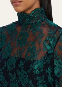 Valentino GaravaniFloral Lace High-Neck Top
