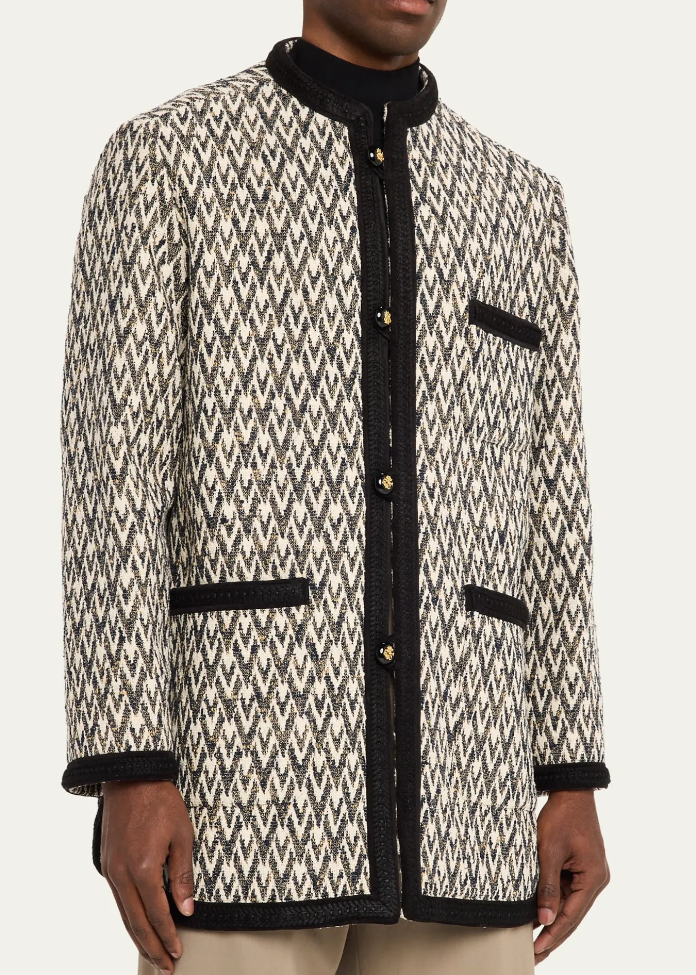Valentino GaravaniGeometric Woven Collarless Jacket