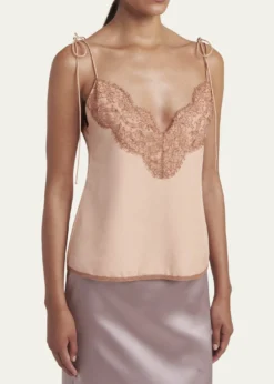 Valentino GaravaniLace-Trim Silk Cami Top