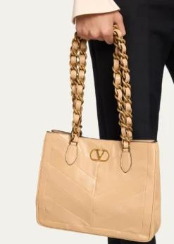 Valentino GaravaniLaseine Small Nappa Leather Shopping Bag