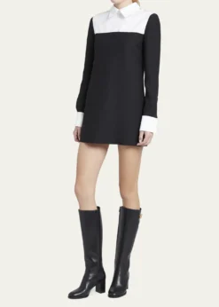 Valentino GaravaniLeather Knee High Boots with V Logo