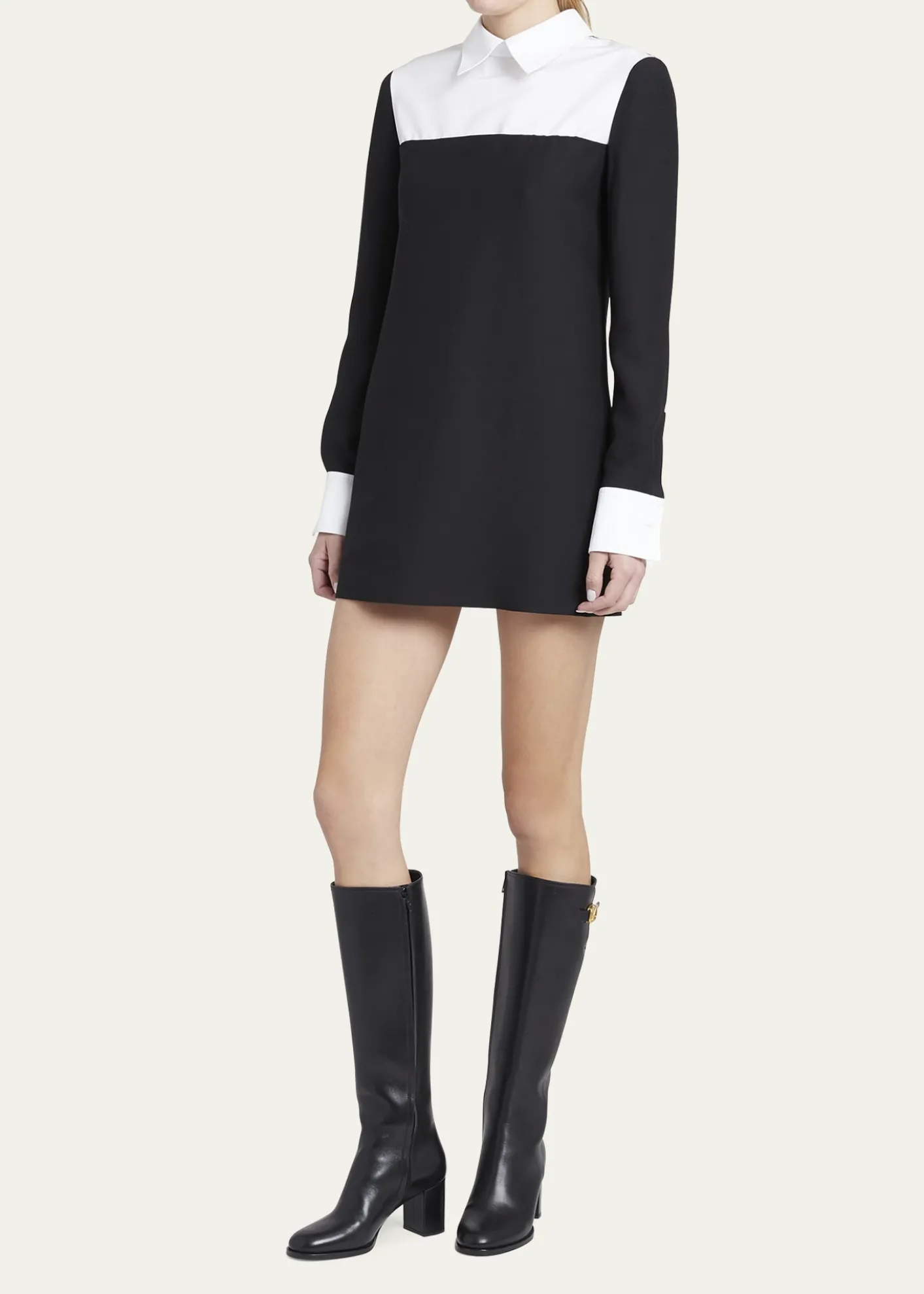 Valentino GaravaniLeather Knee High Boots with V Logo