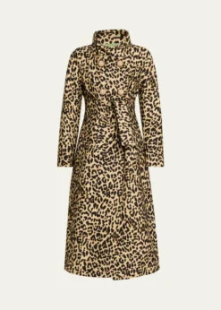 Valentino GaravaniLeopard-Print Wool Double-Breasted Long Coat