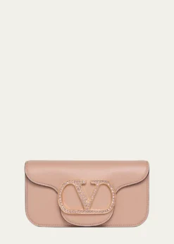 Valentino GaravaniLoco Crystal VLogo Leather Shoulder Bag