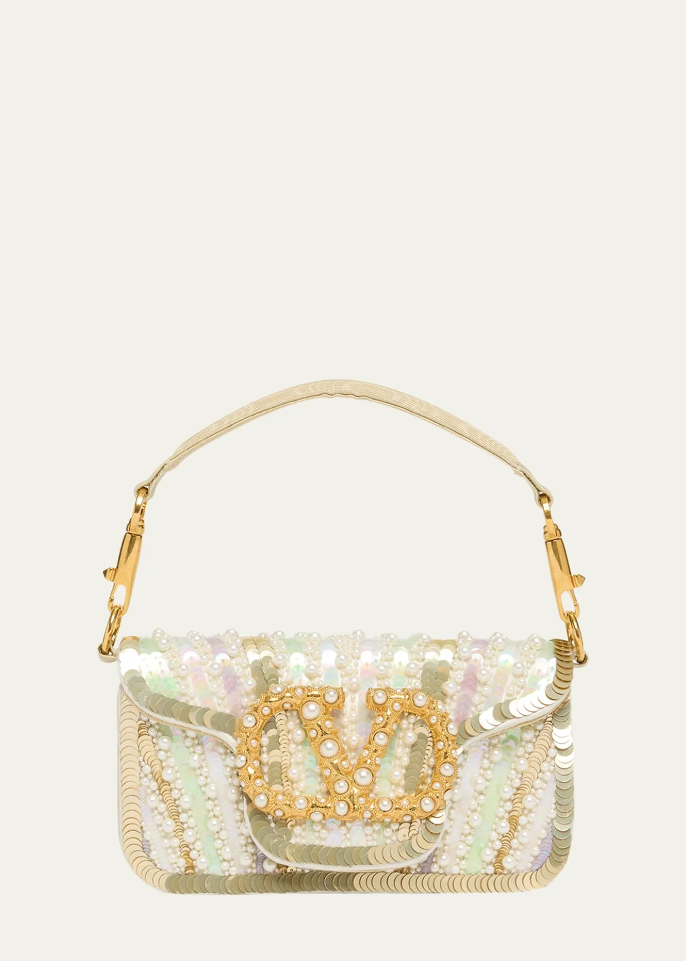 Valentino GaravaniLoco Sequin-Embroidered Moire Top-Handle Bag