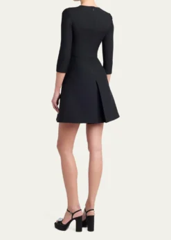 Valentino GaravaniLong-Sleeve Embroidered Bow Mini Dress
