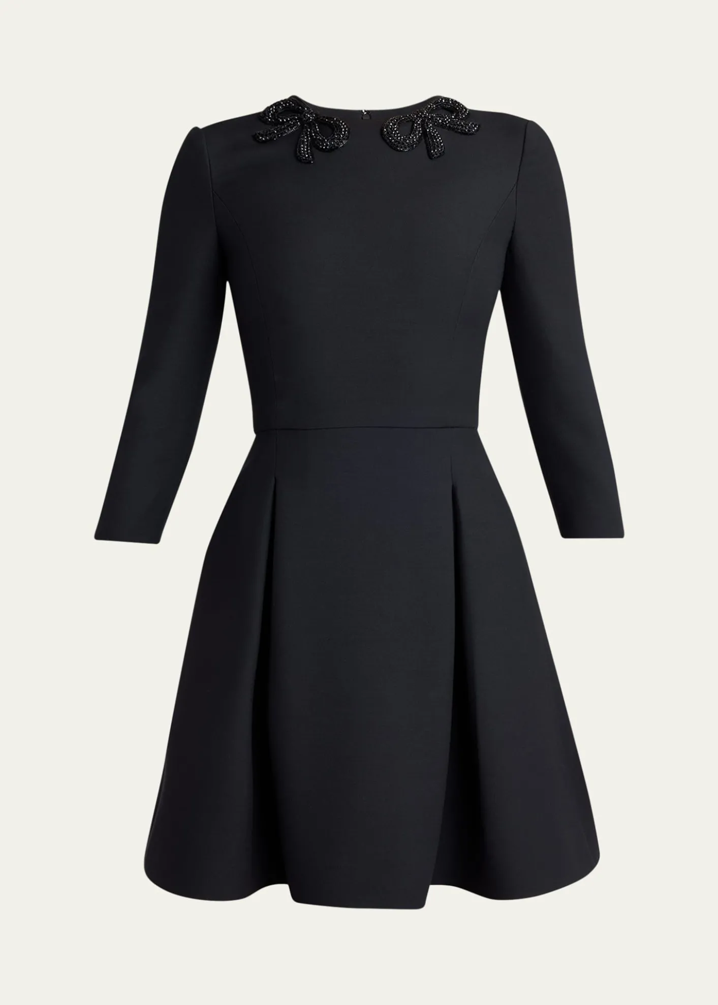 Valentino GaravaniLong-Sleeve Embroidered Bow Mini Dress