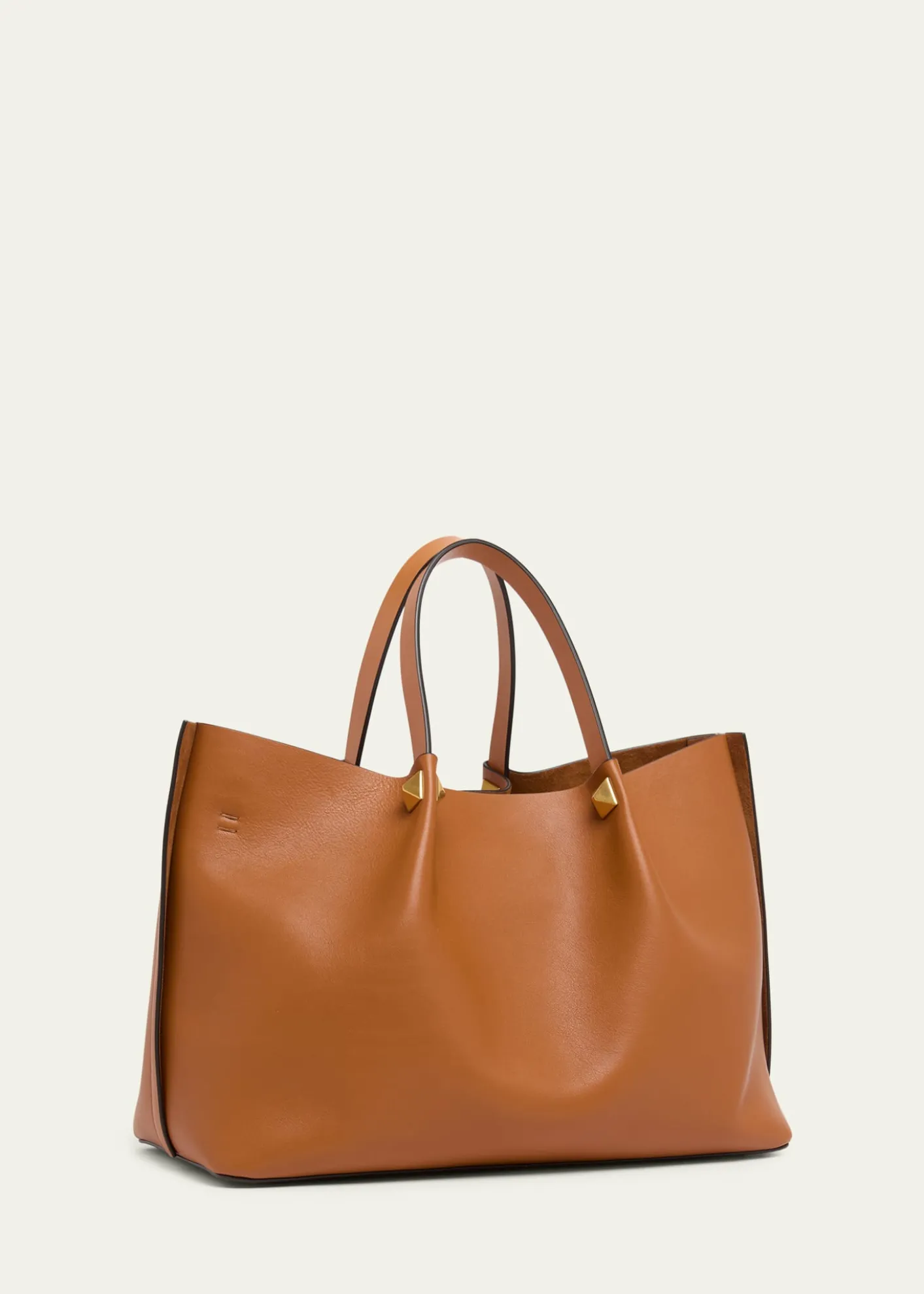 Valentino GaravaniMedium Pleated Rockstud Leather Tote Bag