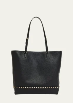 Valentino GaravaniMedium Rockstud Grain Leather Tote Bag