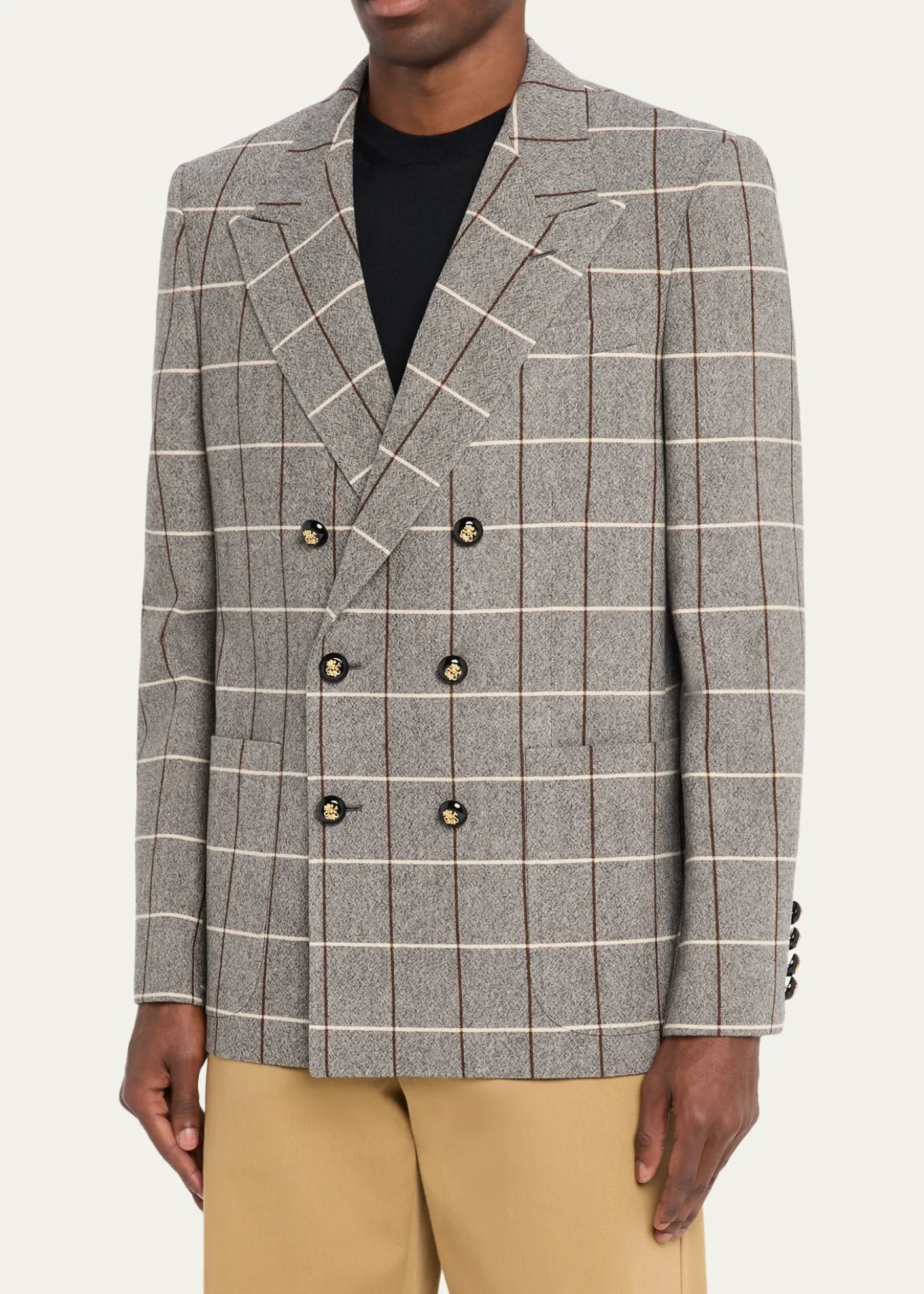 Valentino GaravaniMen's Check-Print Melange Wool Jacket