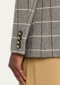 Valentino GaravaniMen's Check-Print Melange Wool Jacket
