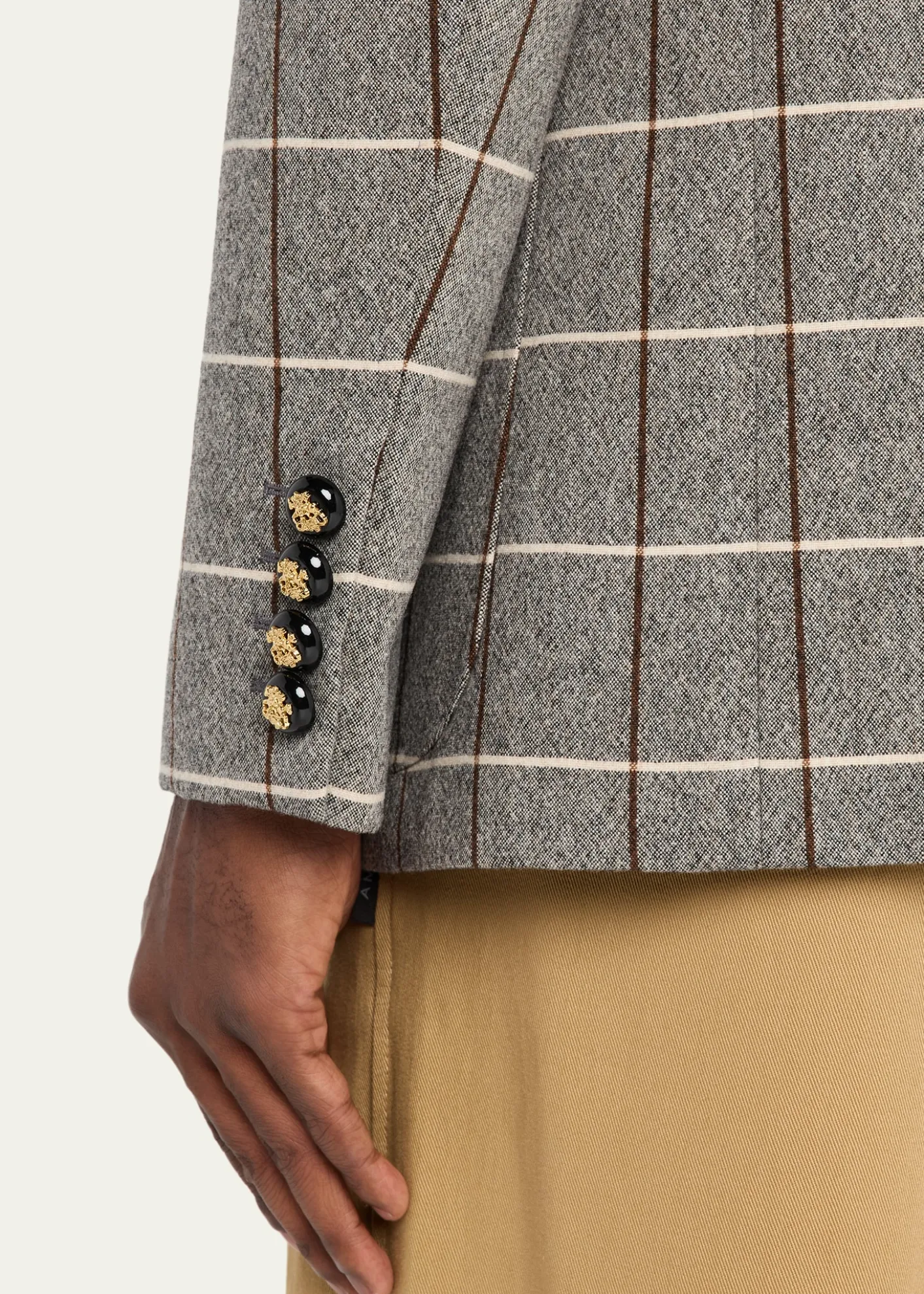 Valentino GaravaniMen's Check-Print Melange Wool Jacket
