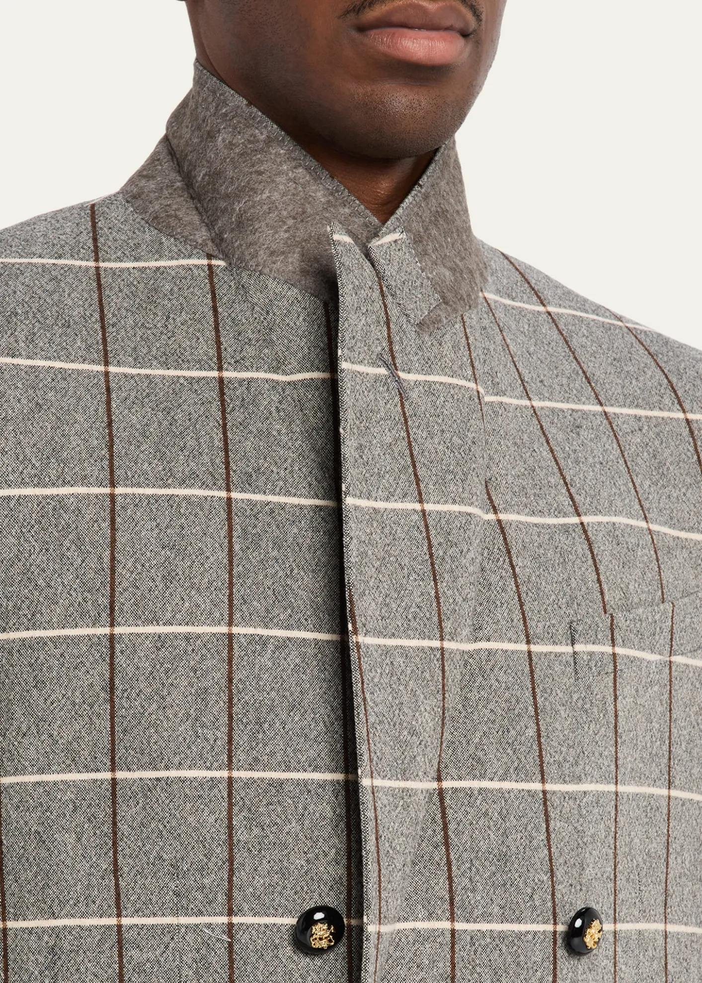 Valentino GaravaniMen's Check-Print Melange Wool Jacket