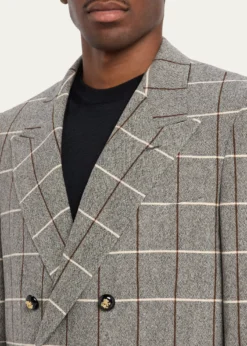 Valentino GaravaniMen's Check-Print Melange Wool Jacket