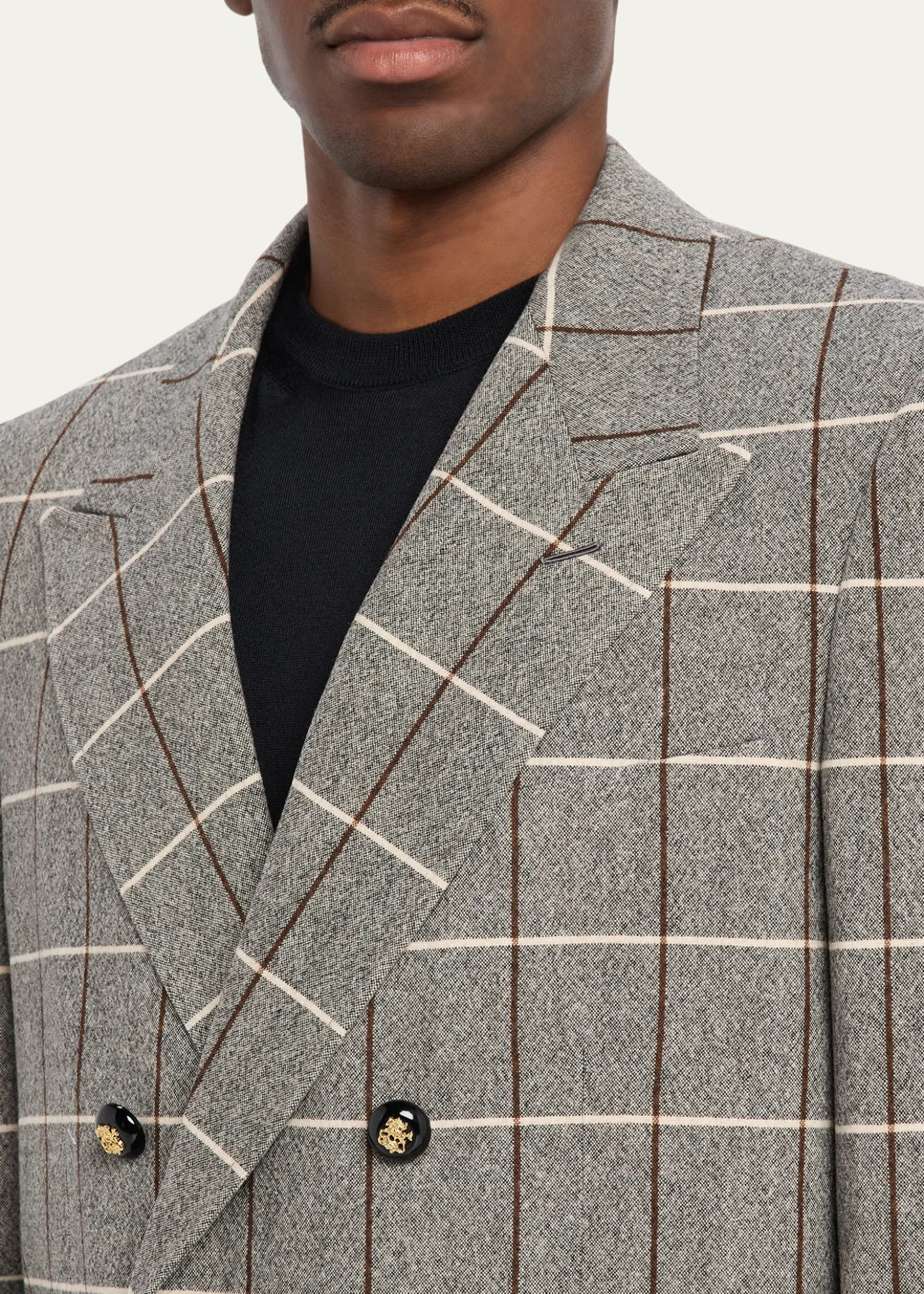 Valentino GaravaniMen's Check-Print Melange Wool Jacket