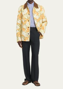 Valentino GaravaniMen's Floral-Print Cotton Jacket