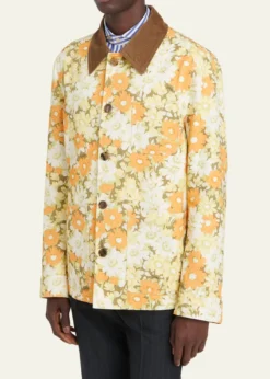 Valentino GaravaniMen's Floral-Print Cotton Jacket