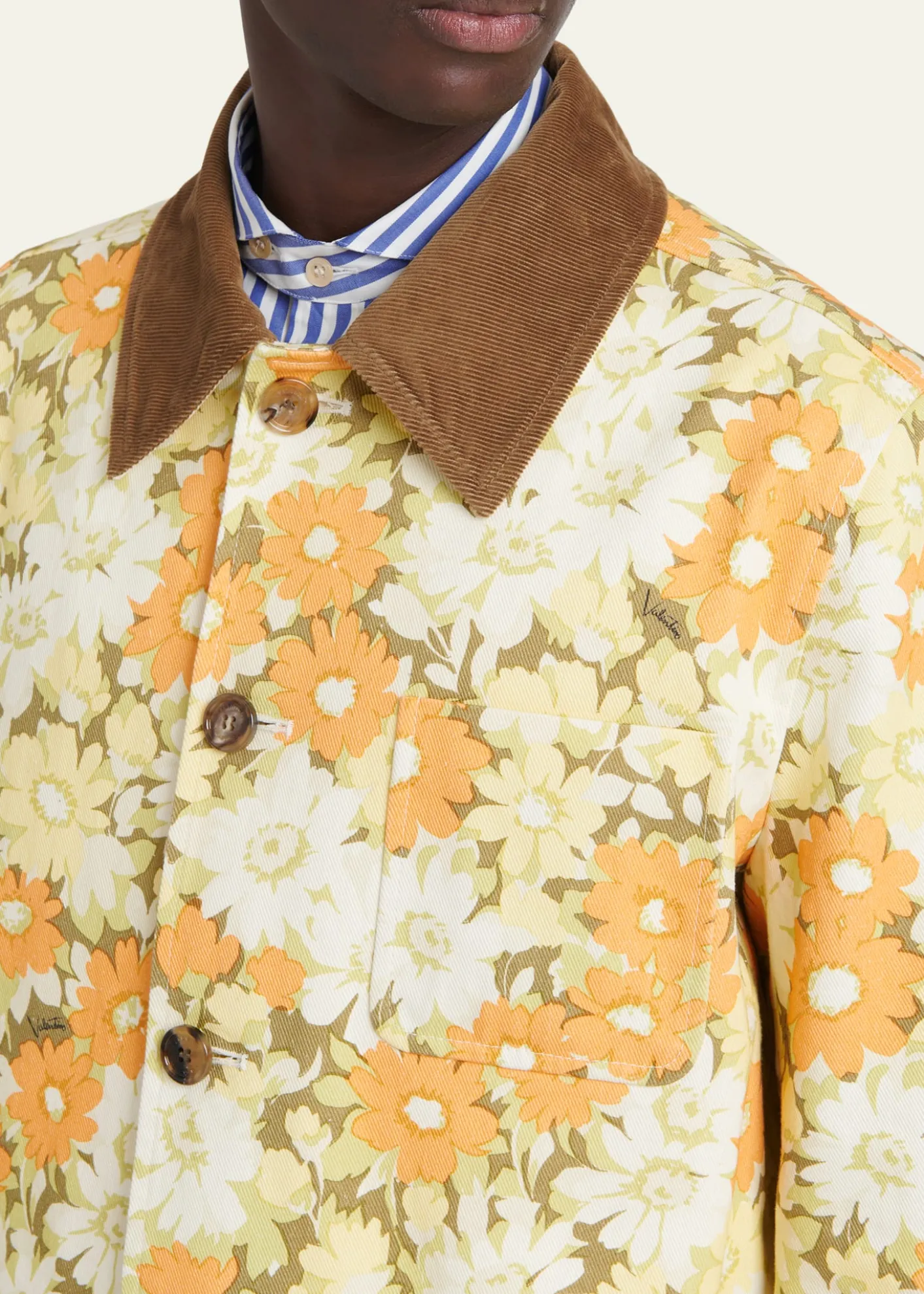 Valentino GaravaniMen's Floral-Print Cotton Jacket