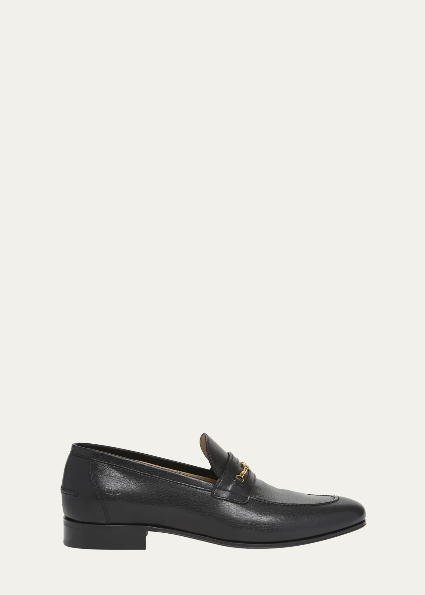 Valentino GaravaniMen's Leather VLogo Chain Bit Loafers