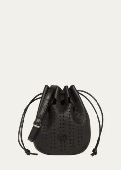 Valentino GaravaniMen's Medium Drawstring Shoulder Bag in Grained Leather