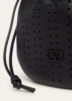Valentino GaravaniMen's Medium Drawstring Shoulder Bag in Grained Leather