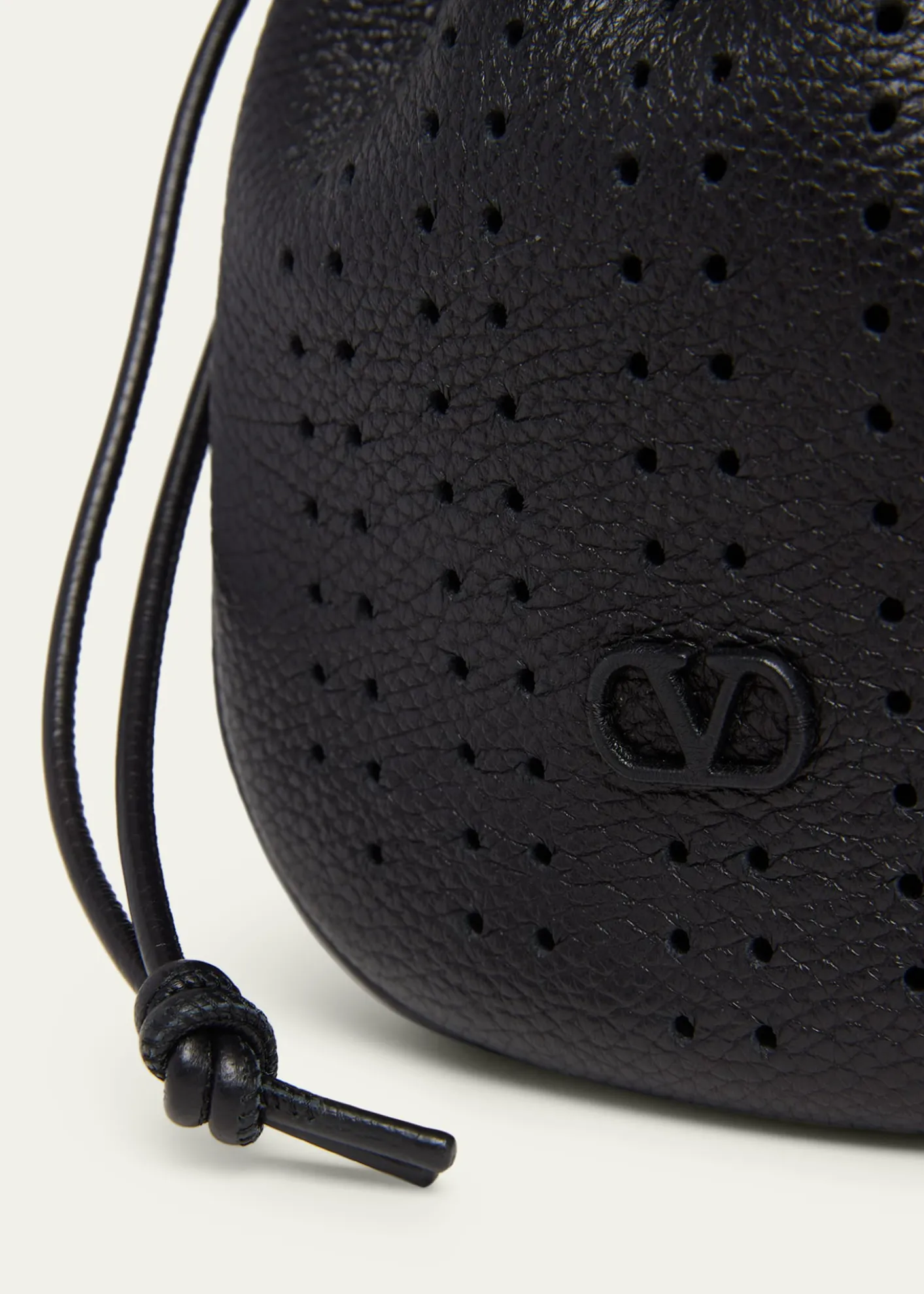 Valentino GaravaniMen's Medium Drawstring Shoulder Bag in Grained Leather