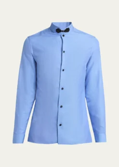 Valentino GaravaniMen's Silk Shantung Toggle Band-Collar Sport Shirt