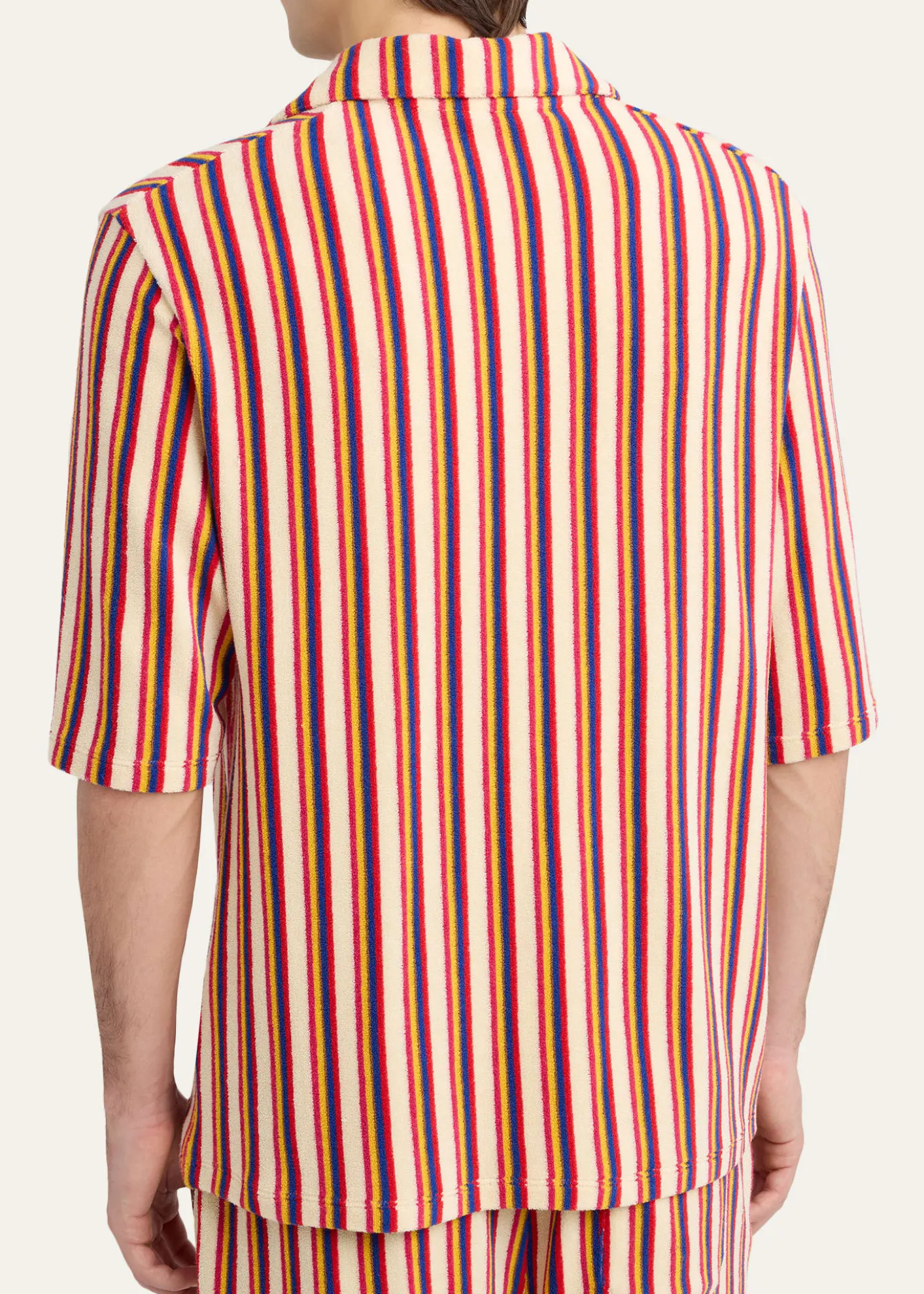 Valentino GaravaniMen's Striped Toweling Camp Shirt