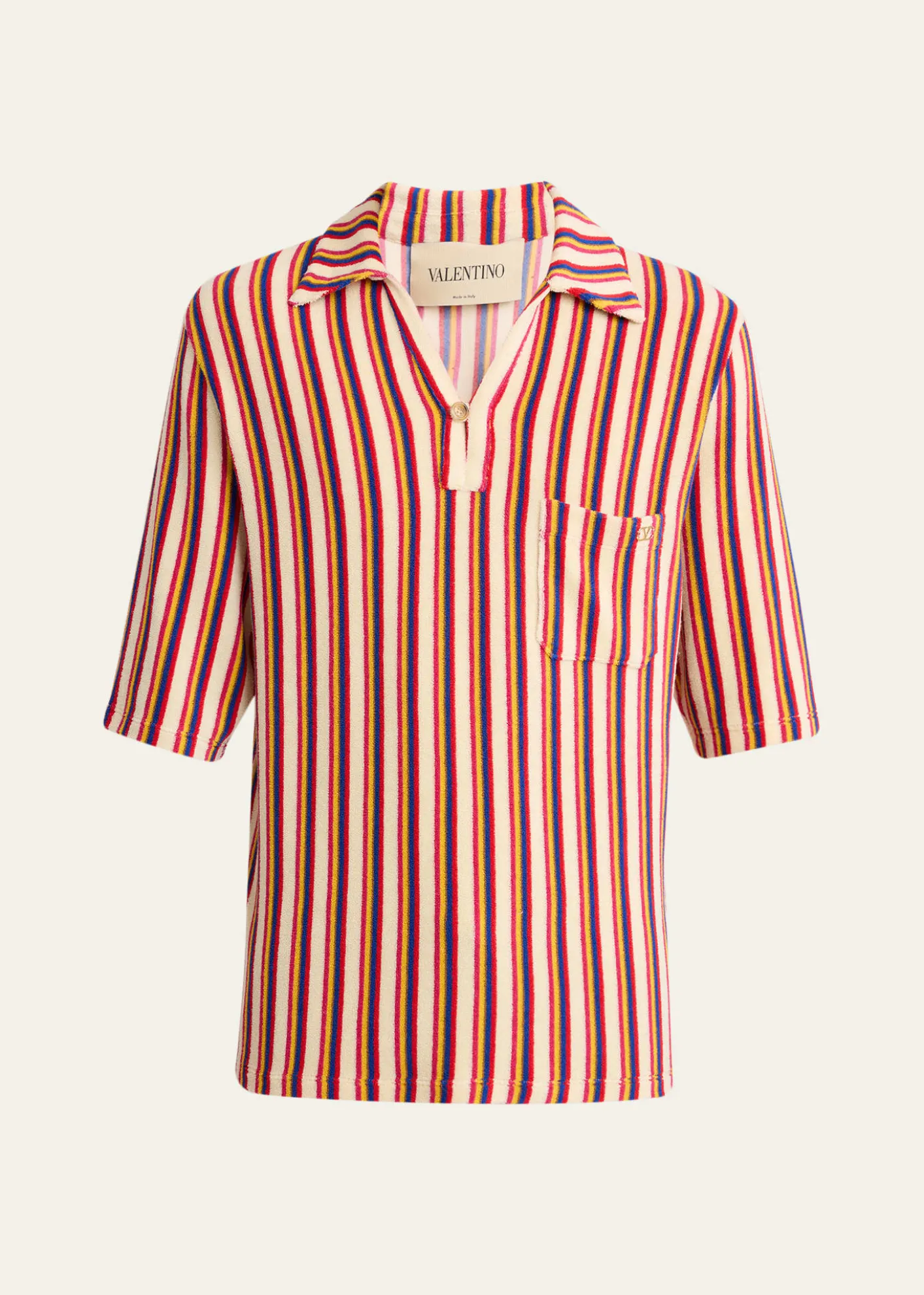 Valentino GaravaniMen's Striped Toweling Camp Shirt