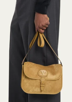 Valentino GaravaniMen's Suede Crossbody Bag